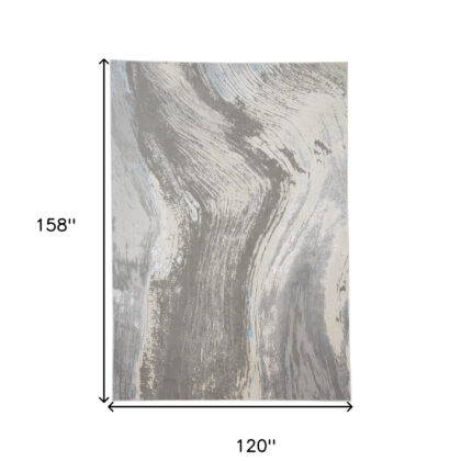 10' x 13' Blue and Gray Abstract Power Loom Area Rug