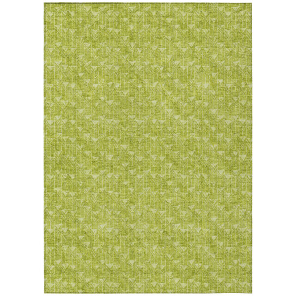 3' X 5' Moss Green Geometric Washable Non Skid Indoor Outdoor Area Rug
