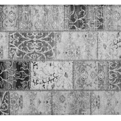 2' X 3' Gray Patchwork Washable Non Skid Indoor Outdoor Area Rug