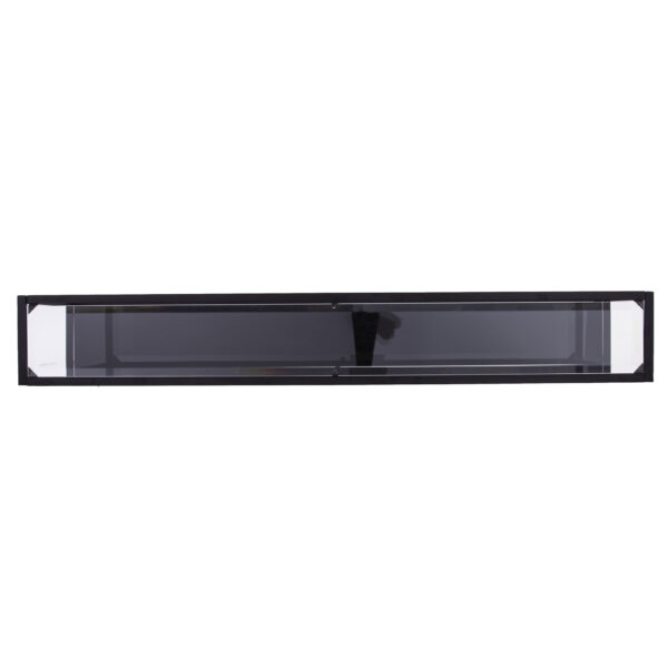 56" Clear and Black Glass Frame Console Table With Shelves