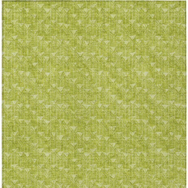 3' X 5' Moss Green Geometric Washable Non Skid Indoor Outdoor Area Rug