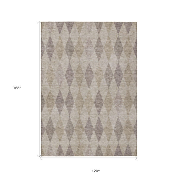 10' X 14' Beige Taupe and Brown Geometric Washable Non Skid Indoor Outdoor Area Rug