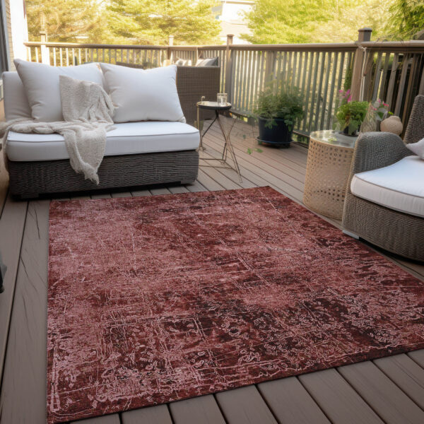 3' X 5' Merlot Abstract Washable Non Skid Indoor Outdoor Area Rug