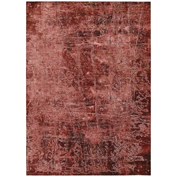 3' X 5' Merlot Abstract Washable Non Skid Indoor Outdoor Area Rug