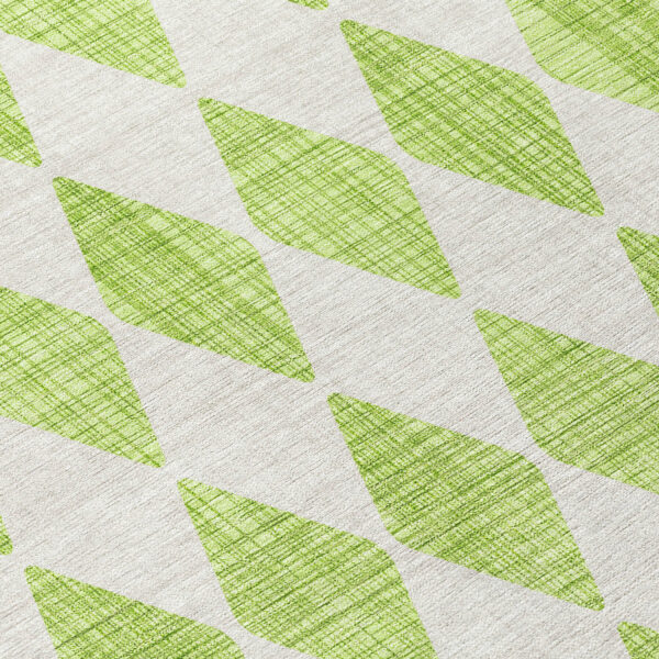 5' X 8' Lime Green And Ivory Geometric Washable Indoor Outdoor Area Rug