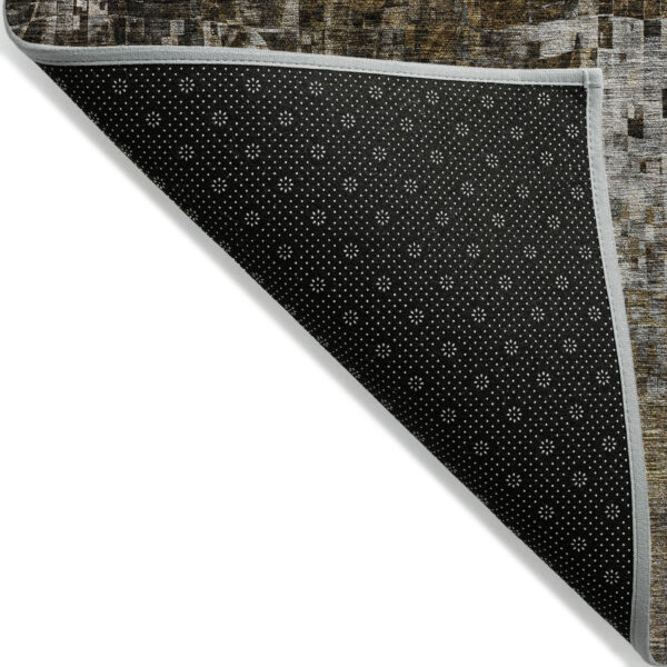 5' X 8' Brown And Copper Abstract Washable Indoor Outdoor Area Rug