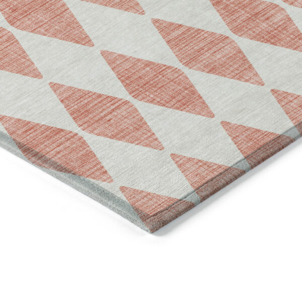 8' X 10' Salmon And Ivory Geometric Washable Indoor Outdoor Area Rug