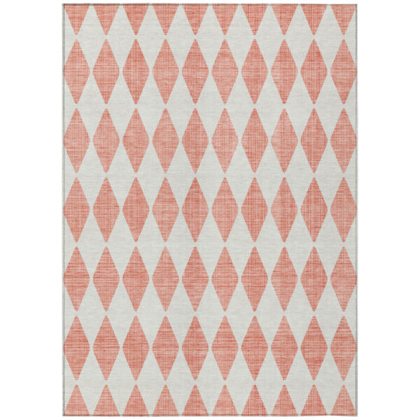 8' X 10' Salmon And Ivory Geometric Washable Indoor Outdoor Area Rug