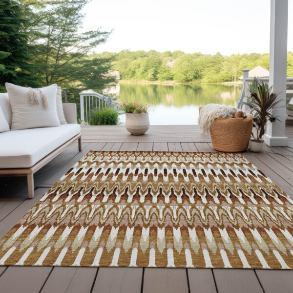 10' X 14' Terra Cotta Beige And Red Southwestern Washable Indoor Outdoor Area Rug