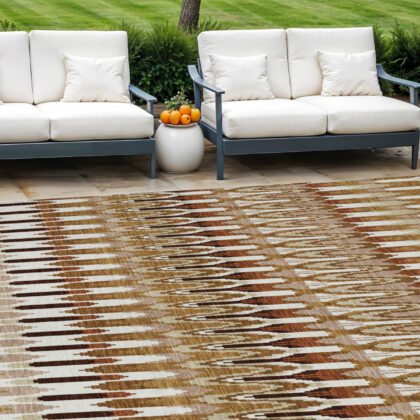 10' X 14' Terra Cotta Beige And Red Southwestern Washable Indoor Outdoor Area Rug