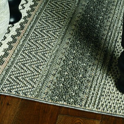 3' X 8' Gray and Ivory Southwestern Indoor Outdoor Area Rug