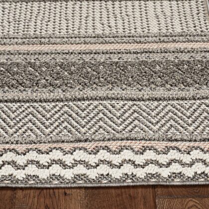 3' X 8' Gray and Ivory Southwestern Indoor Outdoor Area Rug