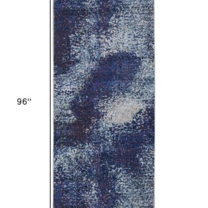 8' Blue and Purple Abstract Power Loom Runner Rug
