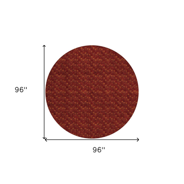 8' Round Burgundy Round Geometric Washable Non Skid Indoor Outdoor Area Rug