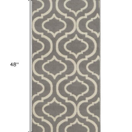 2' X 4' Gray Moroccan Power Loom Area Rug
