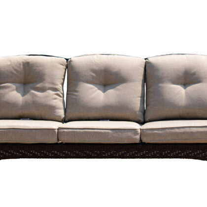 69" Beige Polyester Blend And Black Sofa