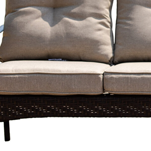 69" Beige Polyester Blend And Black Sofa