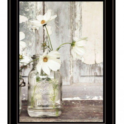 White Blossoms 2 Black Framed Print Wall Art