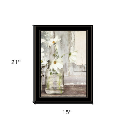 White Blossoms 2 Black Framed Print Wall Art