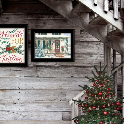 Set Of Two Come Home For Christmas 2 Black Framed Print Wall Art