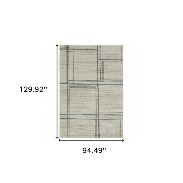 8' X 11' Grey Teal Beige And Tan Geometric Power Loom Area Rug