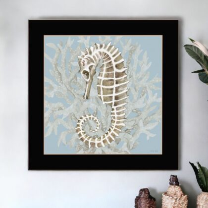 Coral Seahorse II 1 Black Framed Print Wall Art