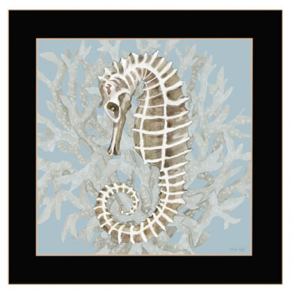 Coral Seahorse II 1 Black Framed Print Wall Art
