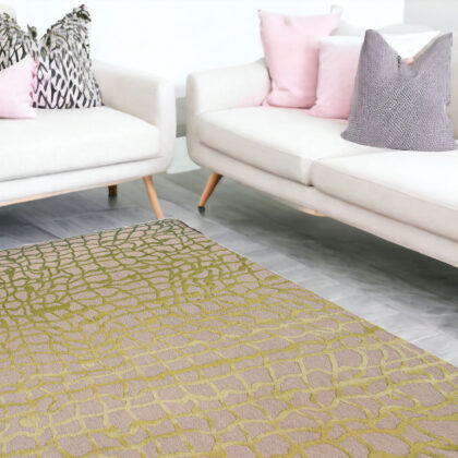 8' x 11' Gray and Green Abstract Non Skid Area Rug