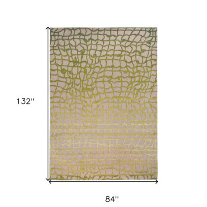 8' x 11' Gray and Green Abstract Non Skid Area Rug
