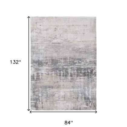 8' x 11' Gray and White Abstract Non Skid Area Rug