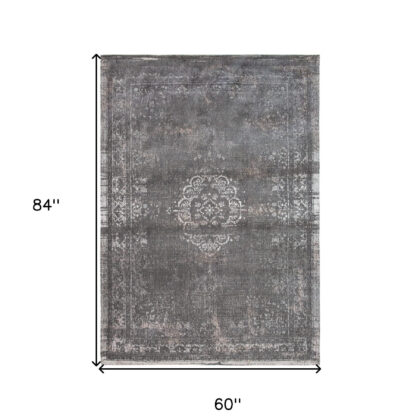 6' X 8' Gray Medallion Non Skid Area Rug