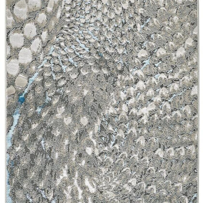 8' Blue and Gray Abstract Power Loom Runner Rug