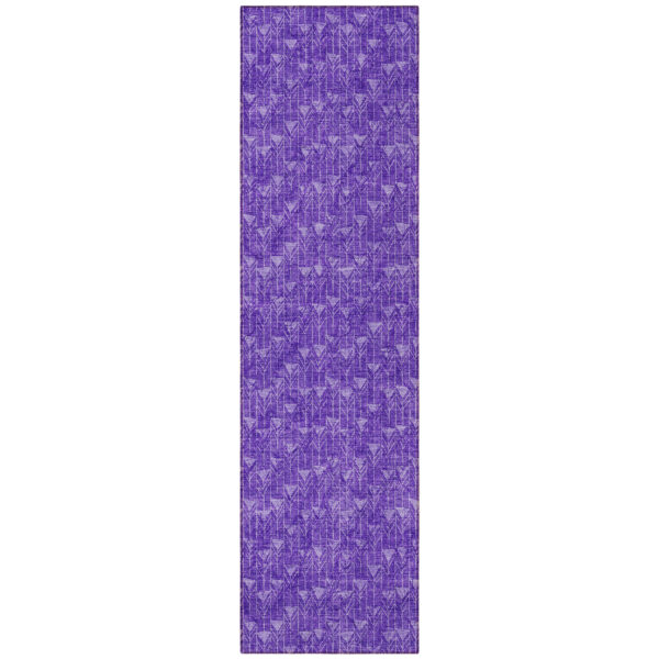 8' Runner Purple Geometric Washable Non Skid Indoor Outdoor Runner Rug
