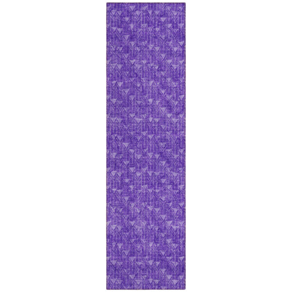 8' Runner Purple Geometric Washable Non Skid Indoor Outdoor Runner Rug