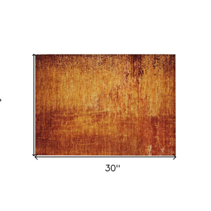 2' X 3' Orange Abstract Washable Non Skid Indoor Outdoor Area Rug