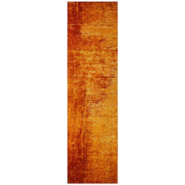 8' Runner Orange Abstract Washable Non Skid Indoor Outdoor Runner Rug