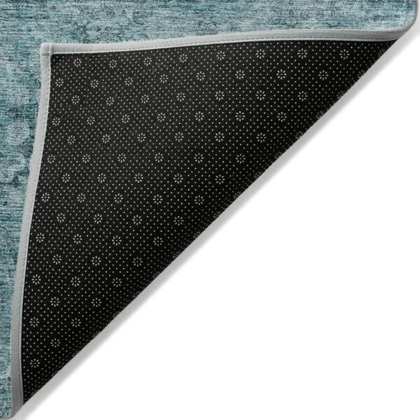 2' X 3' Teal Floral Medallion Washable Non Skid Indoor Outdoor Area Rug