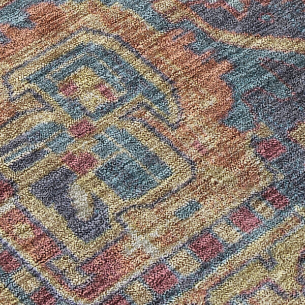 3' X 5' Red Orange and Blue Oriental Washable Non Skid Indoor Outdoor Area Rug