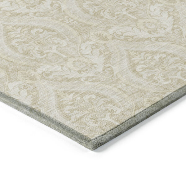 2' X 3' Light Green Damask Washable Non Skid Indoor Outdoor Area Rug