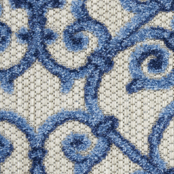 2' X 8' Blue And Gray Floral Indoor Outdoor Area Rug