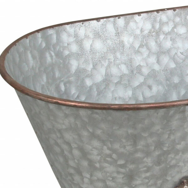 7" Gray and Gold  Galvanized Metal Hand Painted Bathtub Sculpture