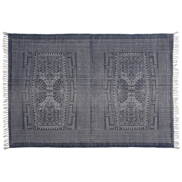 4' X 6' Blue And Ivory Dhurrie Area Rug