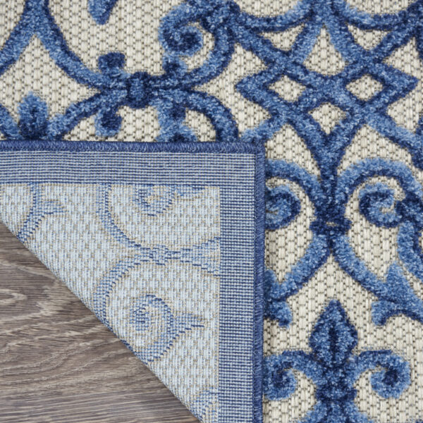 2' X 8' Blue And Gray Floral Indoor Outdoor Area Rug
