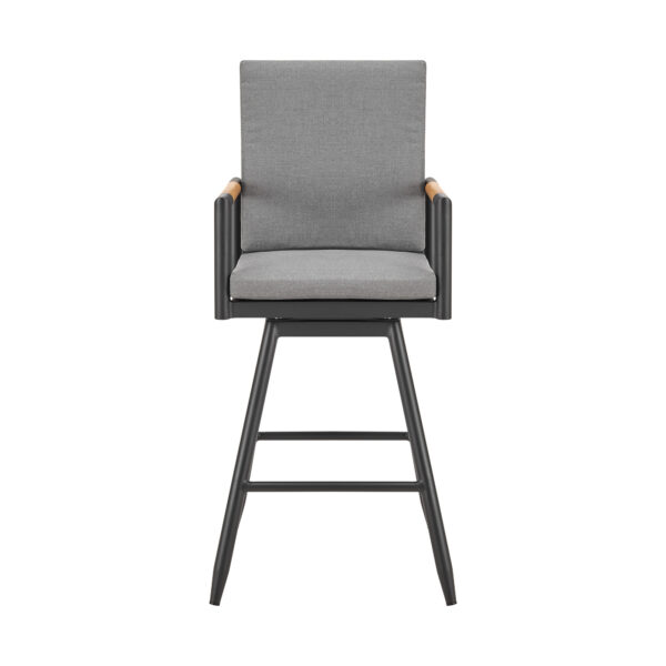 43" Dark Gray Metal Swivel Outdoor Counter Height Bar chair with Footrest