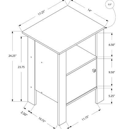 24" Deep Taupe End Table With Shelf