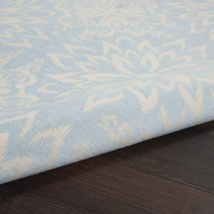6' X 9' Light Blue Floral Power Loom Area Rug