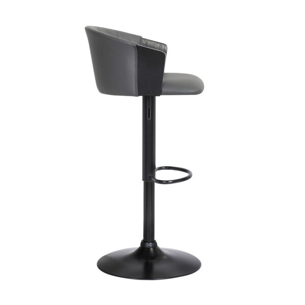Gray and Black Faux Leather with Metal Swivel Adjustable Height Bar Chair