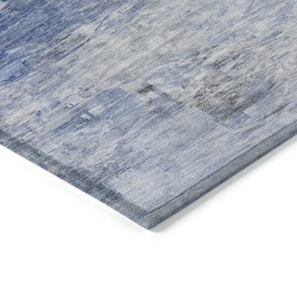 10' X 14' Denim Blue And Sky Blue Abstract Washable Indoor Outdoor Area Rug