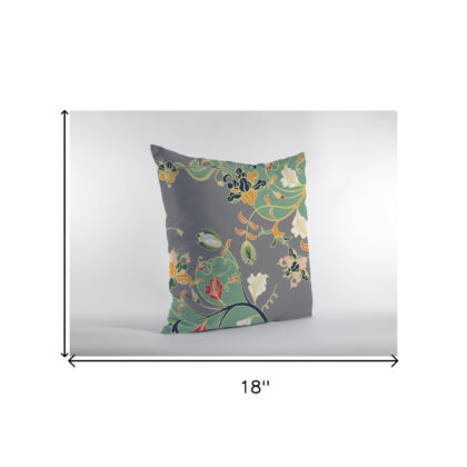 18" Green Gray Garden Zippered Suede Throw Pillow