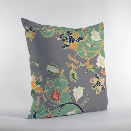 18" Green Gray Garden Zippered Suede Throw Pillow